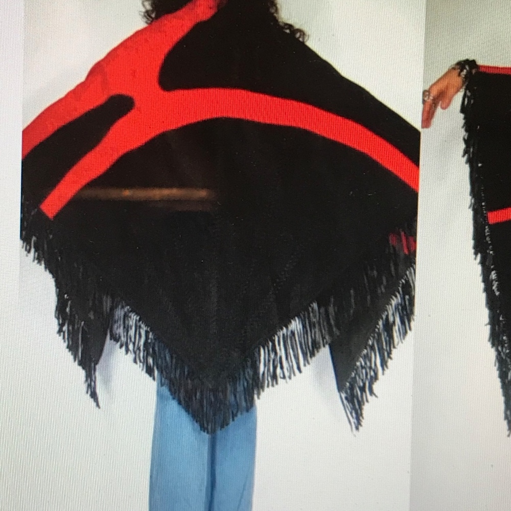 Chico’s leather fringed whipstitch shawl